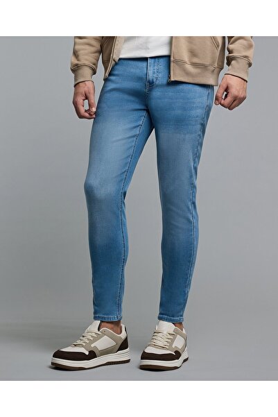 R&B Faded Slim Fit Jeans with Button Closure