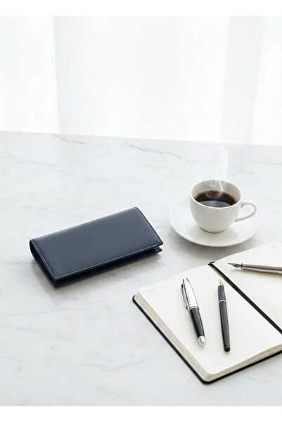 Carenzo Genuine Leather Men's Wallet Real Leather Stylish Phone Holder Navy Blue