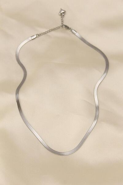 stainles steel قلادة نسائية من الفولاذ الفضي بسلسلة إيطالية مقاس 45 سم