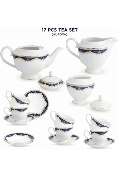 PEGGY OLIVER Aurora Collection 17 Pcs Tea Set Real Gold Plated