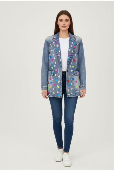 Rabiossa Women's Colorful Denim Jacket