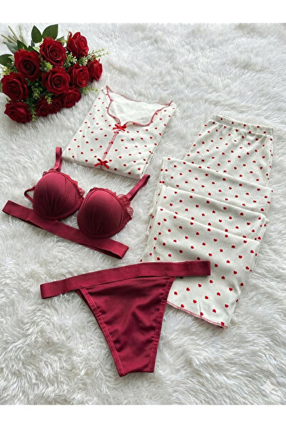 Biraltı Moda Women's Long Sleeve Pajama and Underwear Set