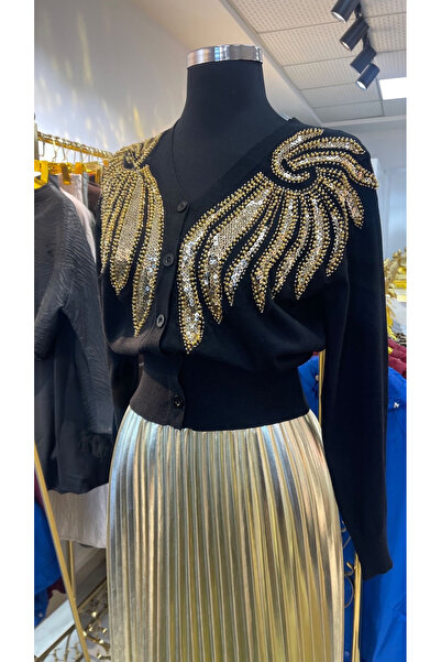 LUXURY İthal siyah Gold detaylı ceket
