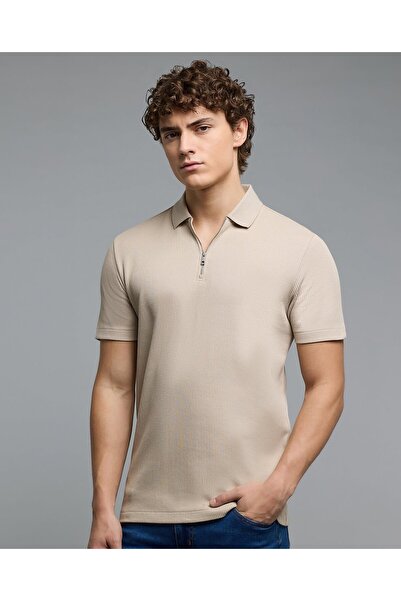 R&B تي شيرت بولو سادة بأكمام قصيرة