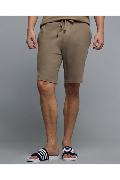 R&B شورتات استرخاء سادة بخصر برباط