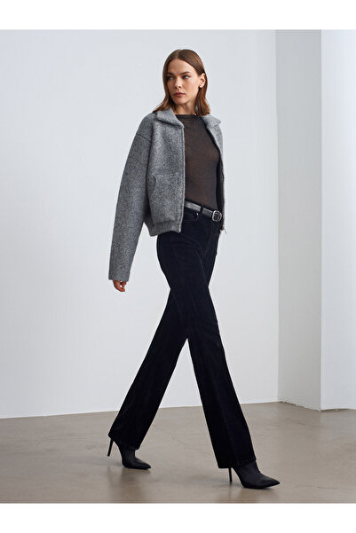 Dilvin 72111 Velvet Flare Pants-Black