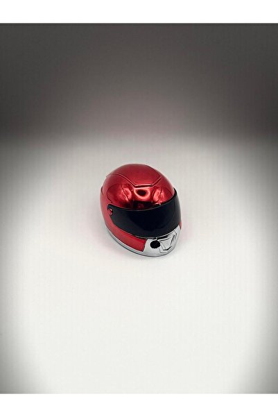 Zera Kırmızı Renk Motobisiklet Kask Tasarımlı Tekrar Doldurulabilir Model Çakmak