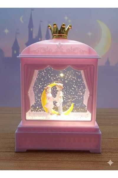 monthiron Romantik Ay ve Çift Figürlü Işıklı 3 müzik modlu Kar Küresi - Prens...