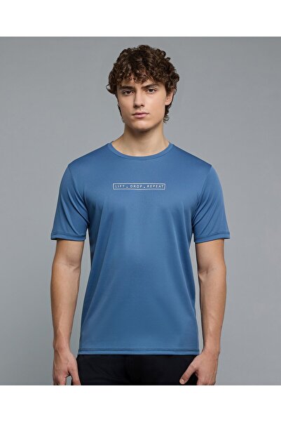 R&B Printed Active T-Shirt with Crew Neck and Short Sleeves