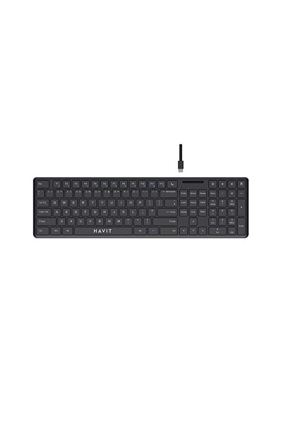 Havit Wired Keyboard KB252, USB-C, 300mA, Cable 1.5m, 5V, 432 x 123 x 21mm, B...