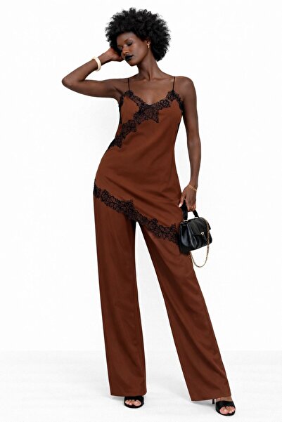 DEEP BEACH Асиметрична рокля с дантелени детайли и презрамки