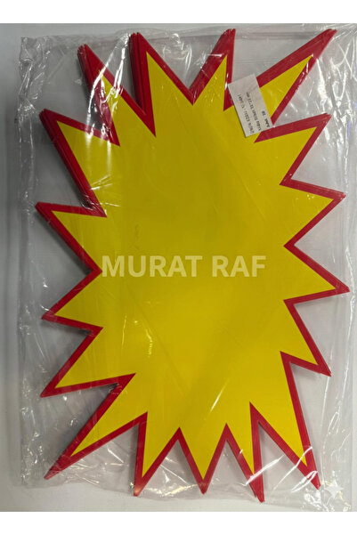 MURAT RAF بطاقات أسعار على شكل نجمة صفراء 35×25 سم، 50 قطعة للمتاجر والبقالات...
