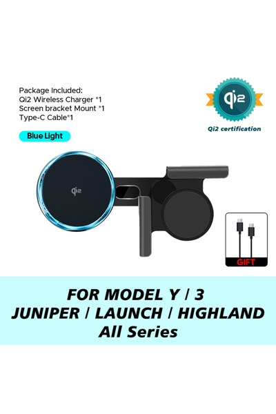 Choice Qi2 Car Phone Mount Holder 15W Magnetic Wireless Charger for Tesla New...