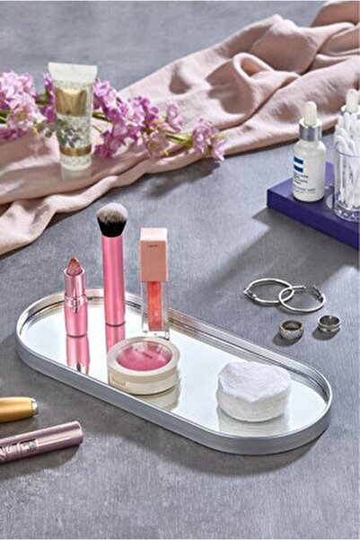 Metpoint Oval Mirrored Silver 12X30 Serving Tray for Coffee and Tea (Multi-Pu...