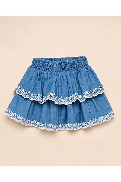 R&B تنورة مطرزة متعددة الطبقات بخصر مطاطي