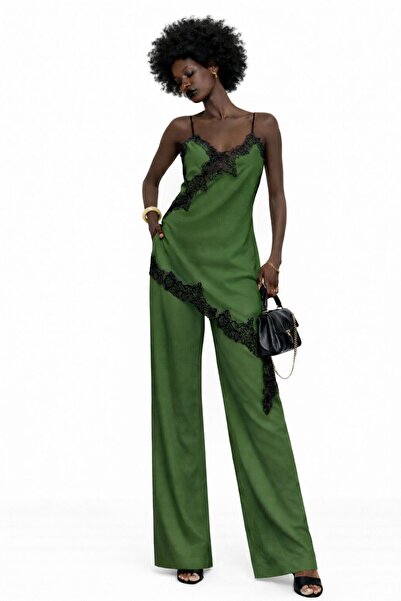 DEEP BEACH Rochie asimetrică cu bretele cu detalii din dantelă