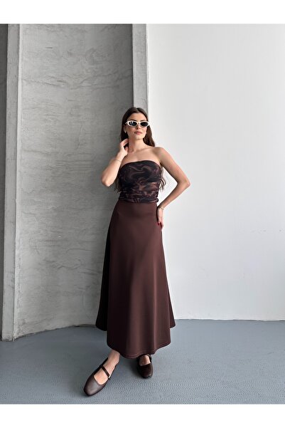 eyyebelle Women's Modal Fabric Elastic Waist Flared Skirt