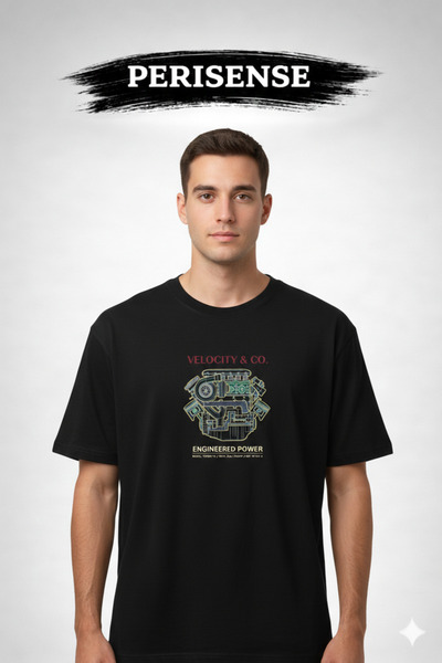 PERISENSE Tricou unisex supradimensionat din bumbac pieptănat premium, cu imp...