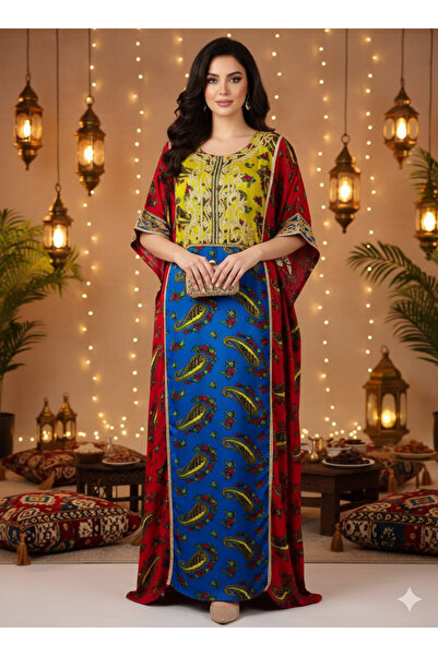 ASIAN جلابية روعة نسائية واسعة بتصميم تراثي ملون – مريحة وخفيفة للاستخدام الي...