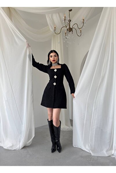 EtikaOnline Sassa Tüvit Düğme Detaylı Elbise
