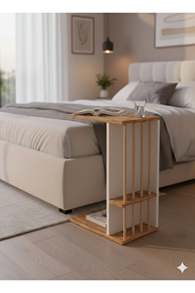 AYZ Pint C Tipi Koltuk Yanı Sehpası Dergilikli Laptop Kahve Yan Sehpası Çam -...