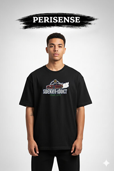 YRN COLLECTION Unisex μπλουζάκι με στάμπα Sideways Addict, από χτενισμένο βαμ...