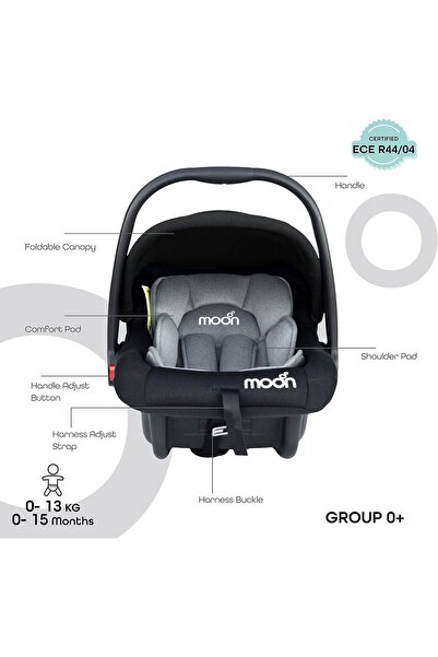 Moon مقعد سيارة للأطفال الرضع/الصغار/الأطفال من بيبو مع وسادة داعمة للجسم بال...