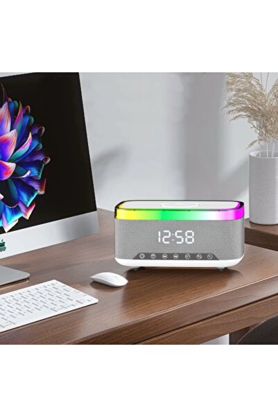 newnet Jedel Masa Saati - Gece Lambası - Çalar Saat - Bluetooth Hoparlör Kabl...