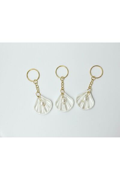 BEİLYS COSMETİCS & ACCESSORY 25 Pieces Pearl Detailed Oyster Shell Keychain 3...