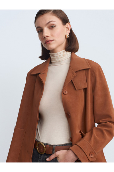 Dilvin 60778 Suede Jacket-Camel