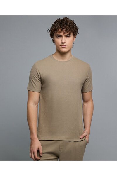 R&B تيشيرت مريح سادة بياقة دائرية وأكمام قصيرة