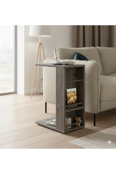 AYZ Pint C Tipi Koltuk Yanı Sehpası Dergilikli Laptop Kahve Yan Sehpası Yatay...