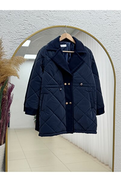 BENAHOLL Alva Buttons Snap Fastener Waist Tightening Quilted Short Coat-En210...