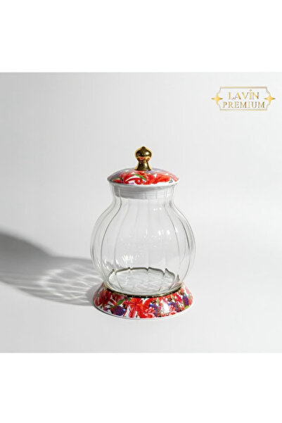 Lavin Ev dizaynım crimson bloom collection 3 lü porselen/cam kavanoz seti