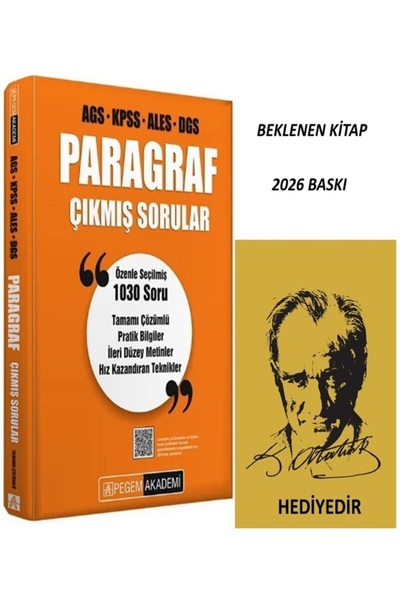 Pegem Akademi Yayıncılık Pegem 2026 KPSS MEB-AGS ALES DGS Paragraf Çıkmış Sor...