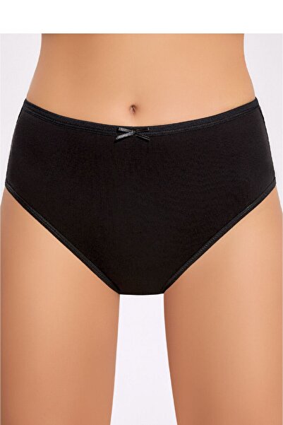 İlke 12 Pieces, 100% Cotton Ribbed, with Bow, High Waist, Women's Bato Pantie...
