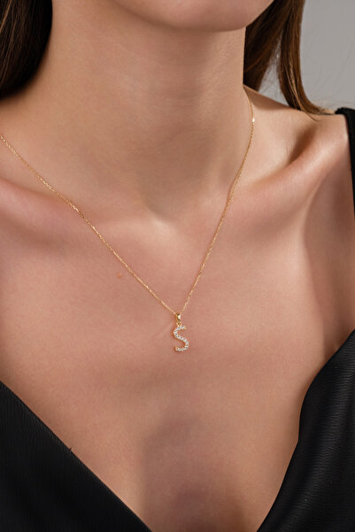 Zeynepli gold & jewelry 14 AYAR ALTIN TAŞLI S HARFLİ KOLYE