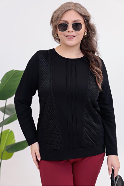 Siyezen Plus Size Stylish Blouse with Lace Detail on the Front
