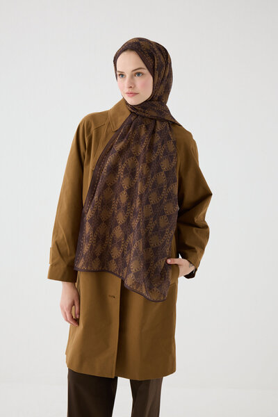 cs camellia scarf Prag Rami Shawl - Dark Brown
