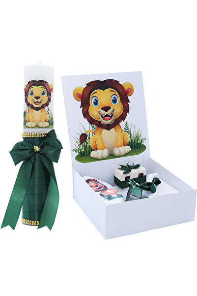 Inovius Set Cutie Trusou cu Lumanare, 9 Piese, "Cu drag de la nasi", Verde In...