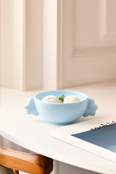 SİNEM YAMAN HOME Cloud Blue 10 cm Handmade Ceramic Bowl / Handmade Ceramic Sn...