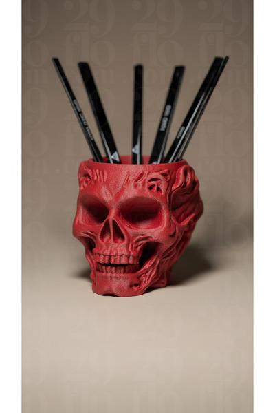 Plodna House حامل أقلام مكتبي بتصميم هيكل عظمي ثلاثي الأبعاد - منظم ديكور قوط...