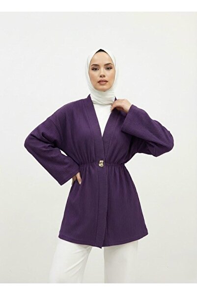 Foremia Button Detail Cardigan-Purple