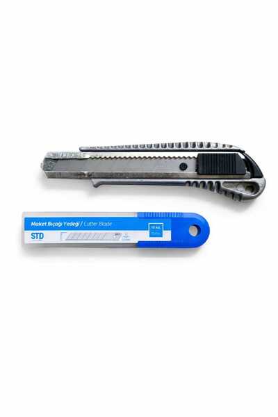 UĞUR HIRDAVAT Metal Maket Bıçağı + Maket Bıçağı Falçata Yedek Uç 10 Adet