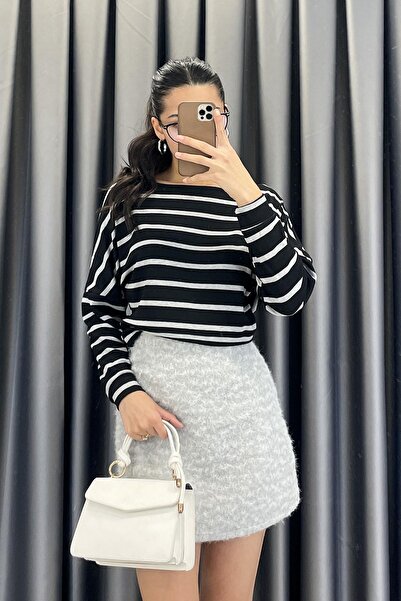 Noa&Noa بلوزة بياقة قارب مع خطوط جانبية - رمادي رمادي