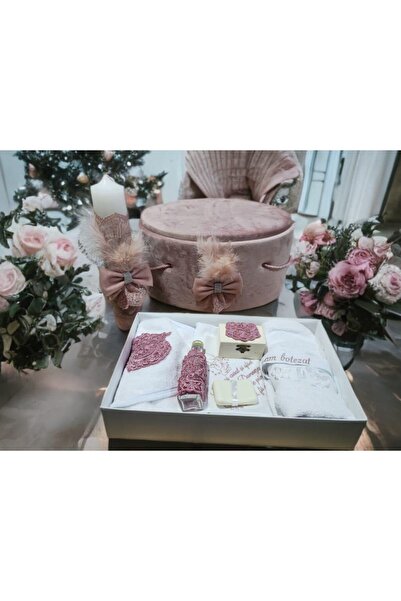 Inovius Set complet cu Trusou Botez + Cutie Buretata pentru hainute + Lumanar...