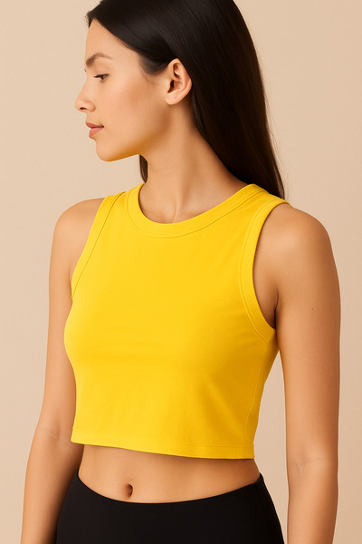 ALPİNGOMOU AlpingoMou-CROSİA Kadın Kolsuz Crop Top Likralı