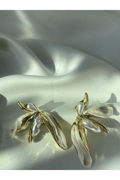 JEWELRY YEŞİL ÇİÇEKLİ BROŞ KÜPE