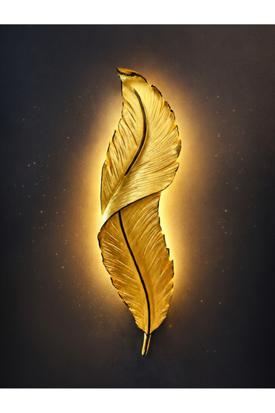 APLİKHANE YAPRAK MODELİ GOLD RENGİ DUVARLAR DAHA ŞIK VE MODERN ( 2 ADET )