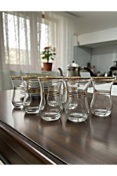 Paşabahçe Autlet Gold Aşiyan 6-Piece Tea Cup Set 42251 Small Cup 90 Cc